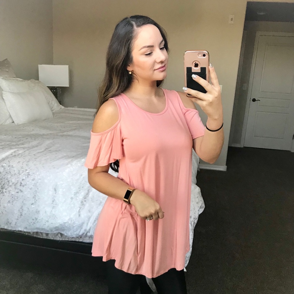 Pink Cold Shoulder Top